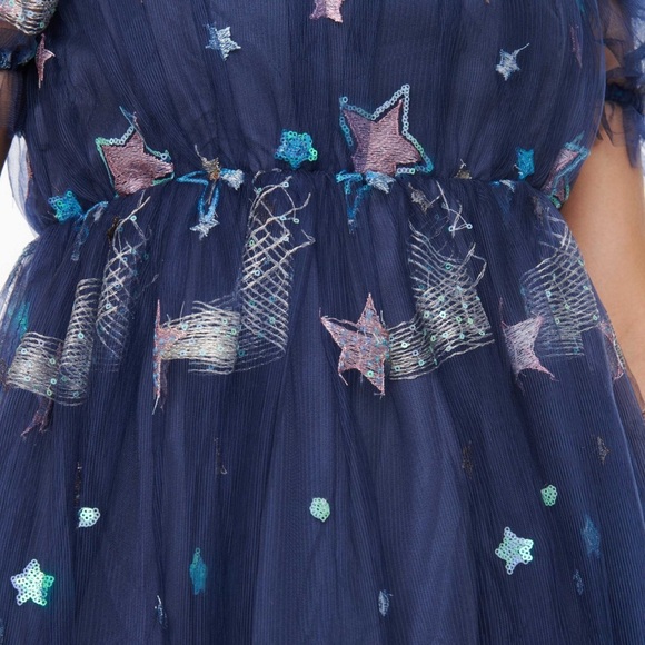 NWT Navy Glitter Off-The-Shoulder Babydoll Dress Great for The Eras Tour! - Picture 2 of 5